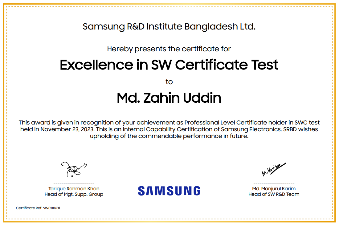 SWC certification from samsung